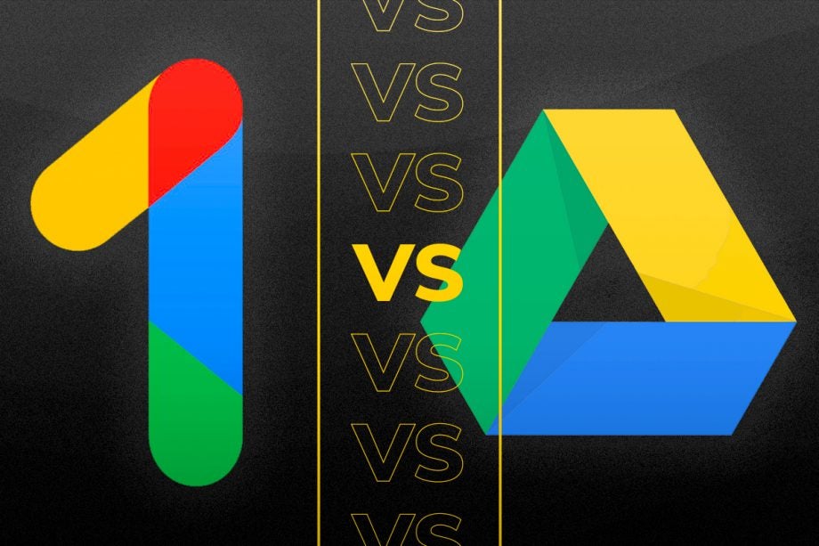 Comparision image of Google One logo on left and Google drive logo on right