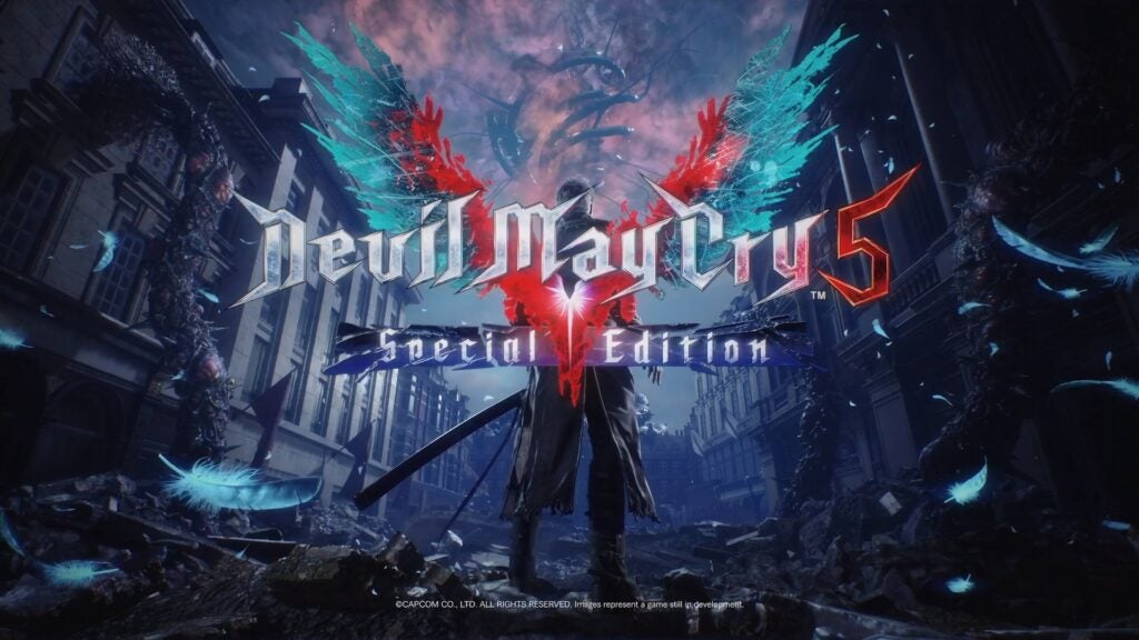 Wallpaper of a game called Devil May Cry 5 special edition