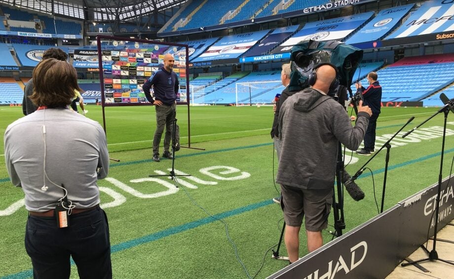 Picture of an on-field interview of Pep Sky