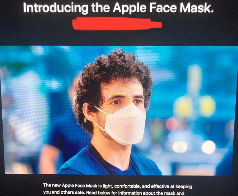 Picture of a screen displaying Introducing Apple Face Mask