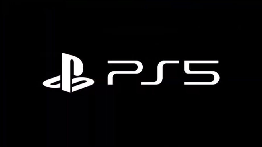 A white PS5 logo on a black background