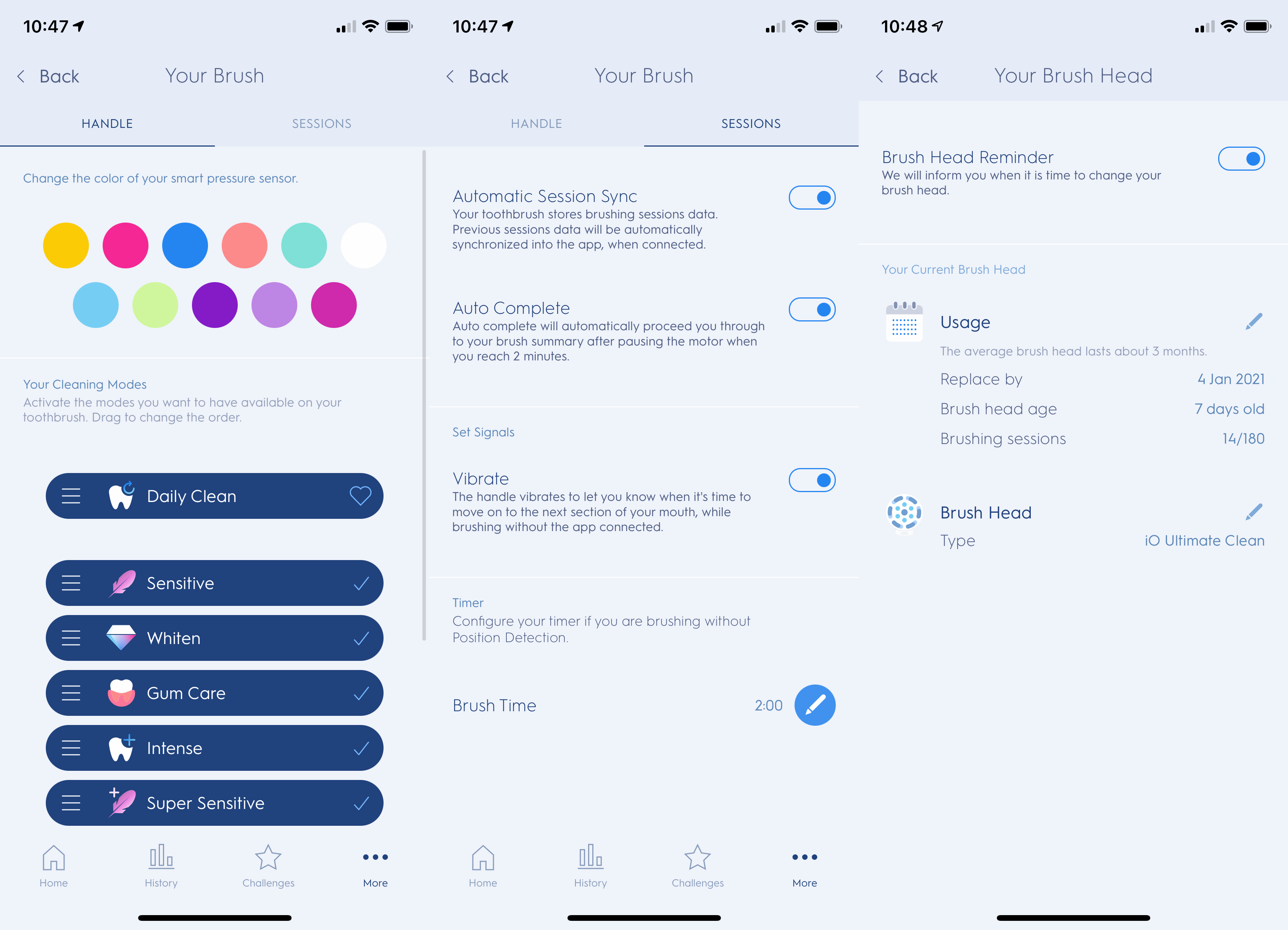 Oral-B iO Series 9 app colours and settings