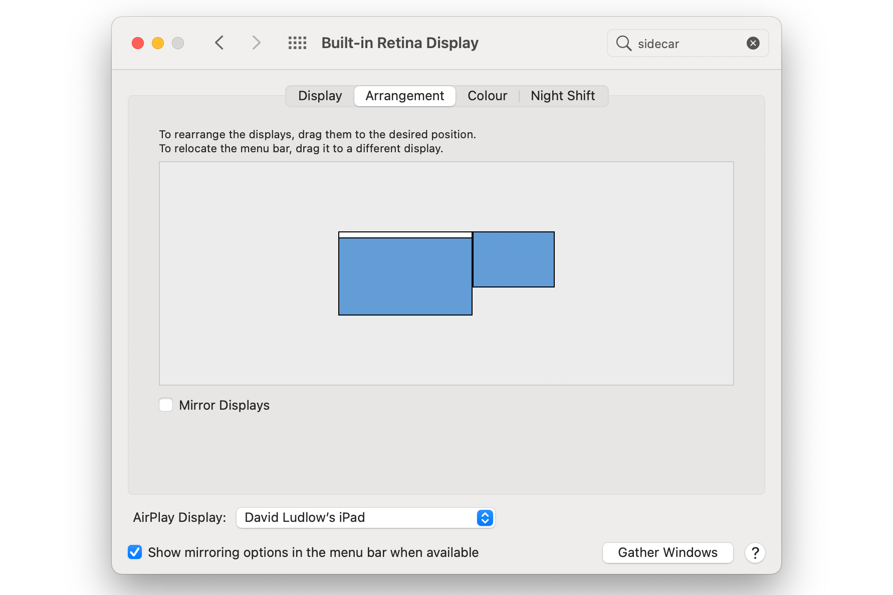 Mac Displays layout