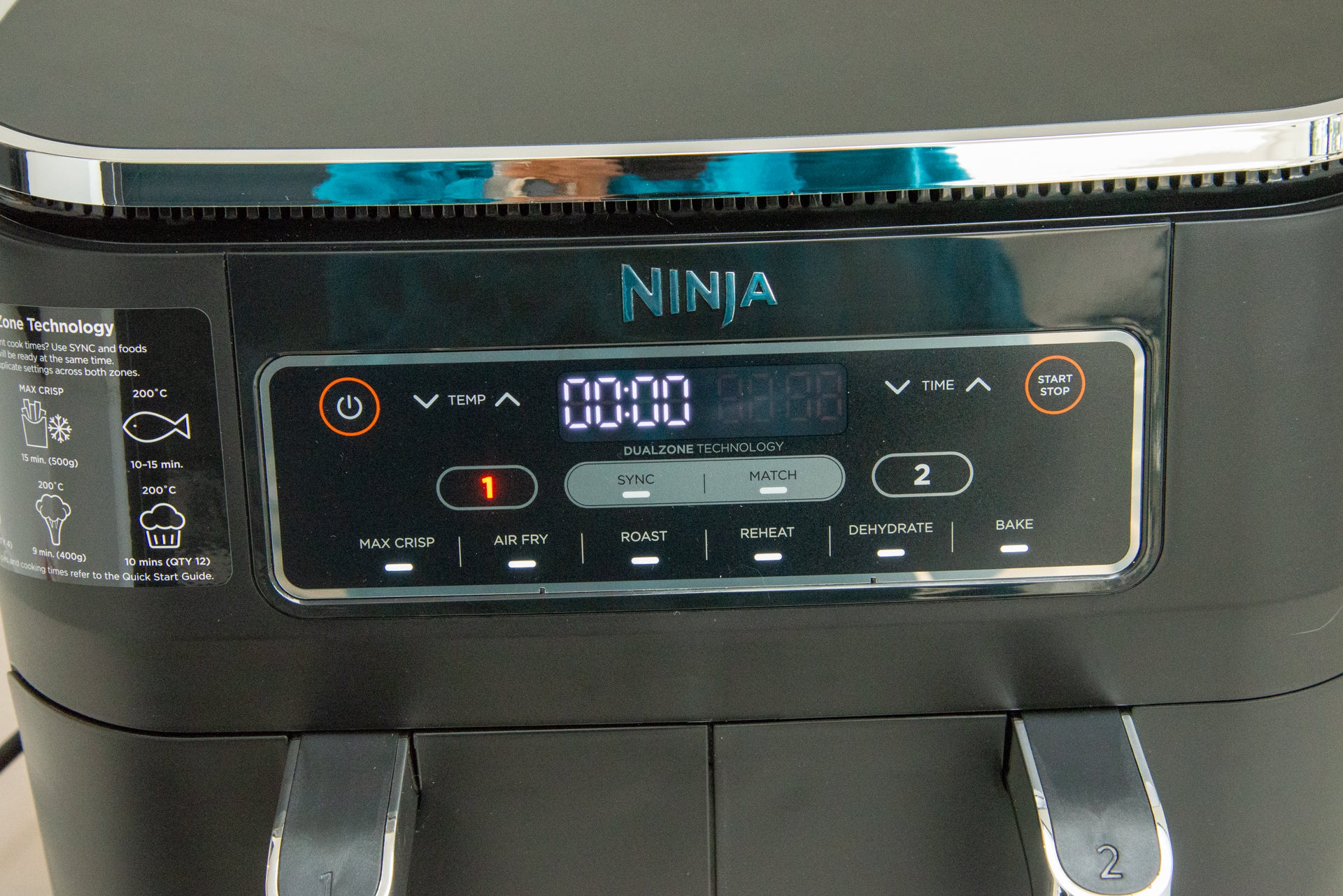 Ninja Foodi Dual Zone 7.6L Air Fryer controls