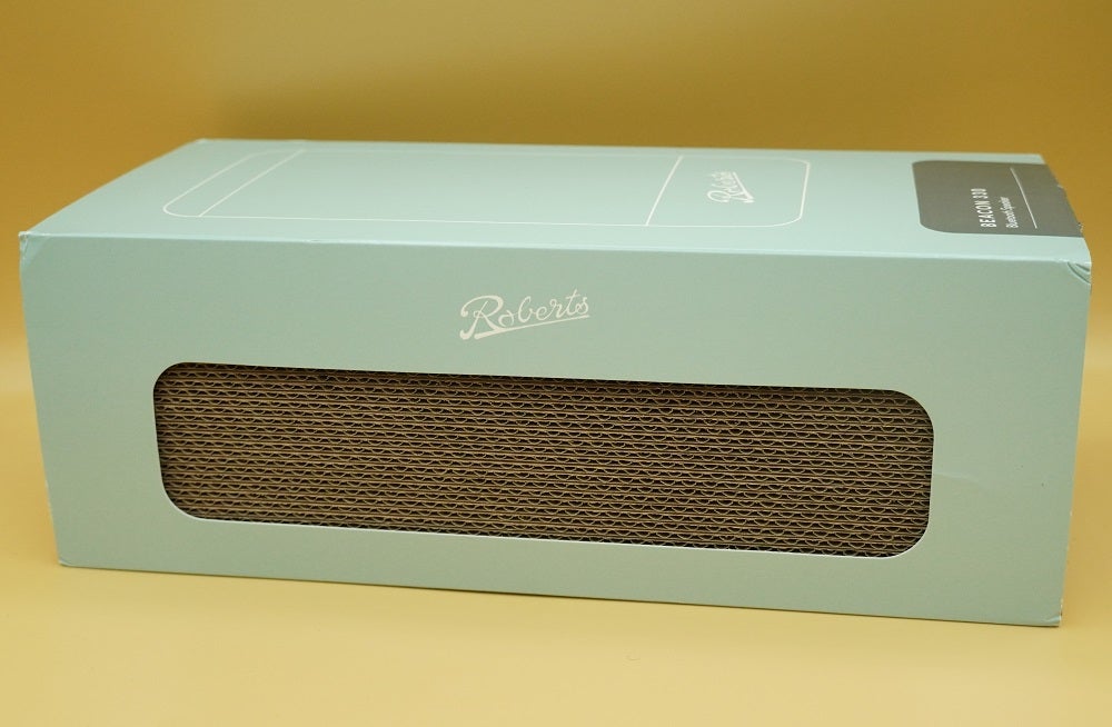 A Roberts Beacon 330 bluetooth speaker in it's packaging box