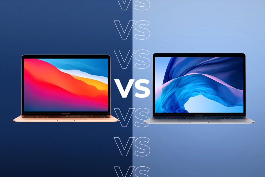 Comparision image of Macbook M1 on the left and Macbook Air on the right