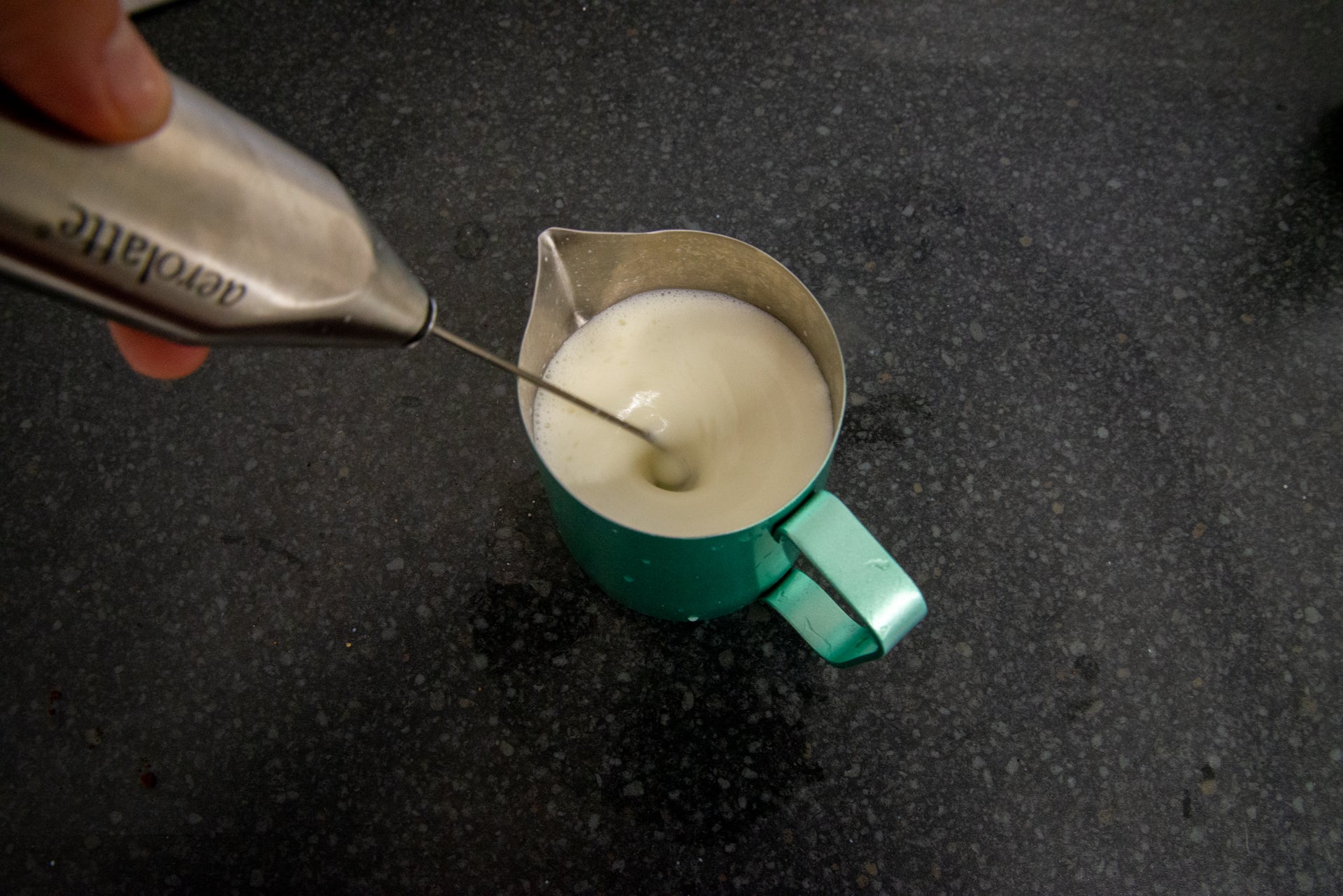 Aerolatte Stainless Steel Milk Frother with Stand frothing milk