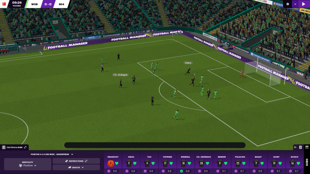 Football Manager 2021Screenshot of a football match from an animated football game