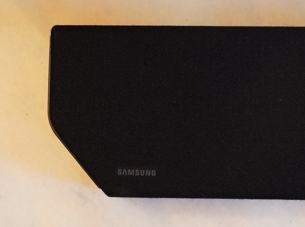 Picture of the left part of a black Samsung HW Q900T soundbar