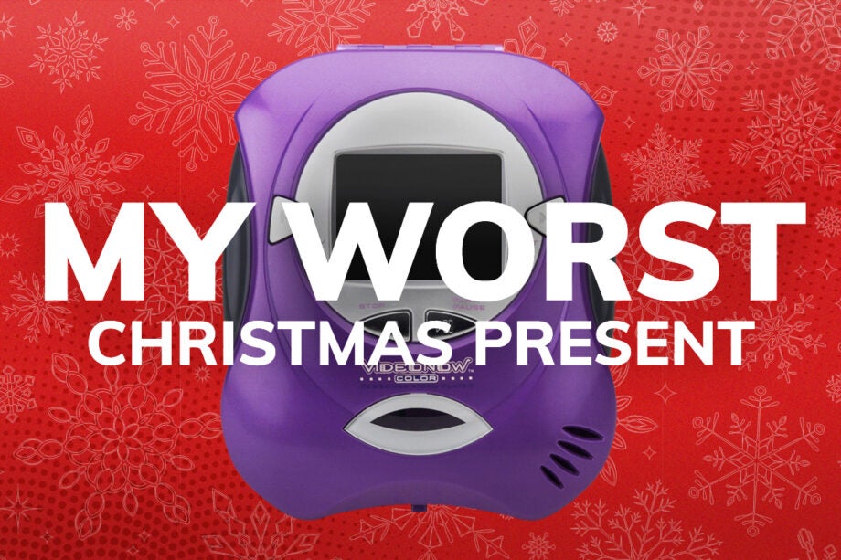 A red brochure with a purple watch and My worst christmas presents written on top