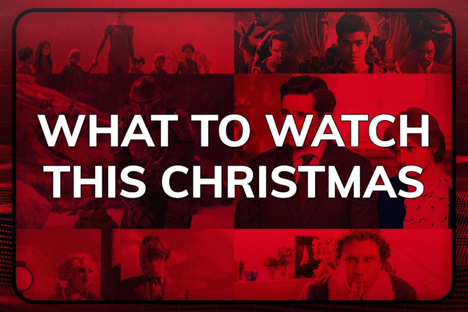 A number of scenes from movies or web series in a box with red filter on top and what to watch this christmas written on top