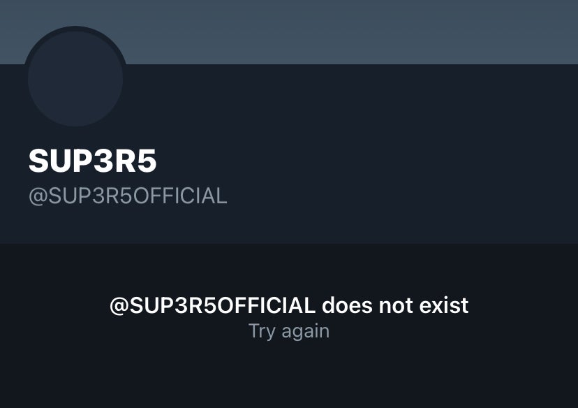 Screenshot of a user profile named SUP3R5 with this user does not exist written below