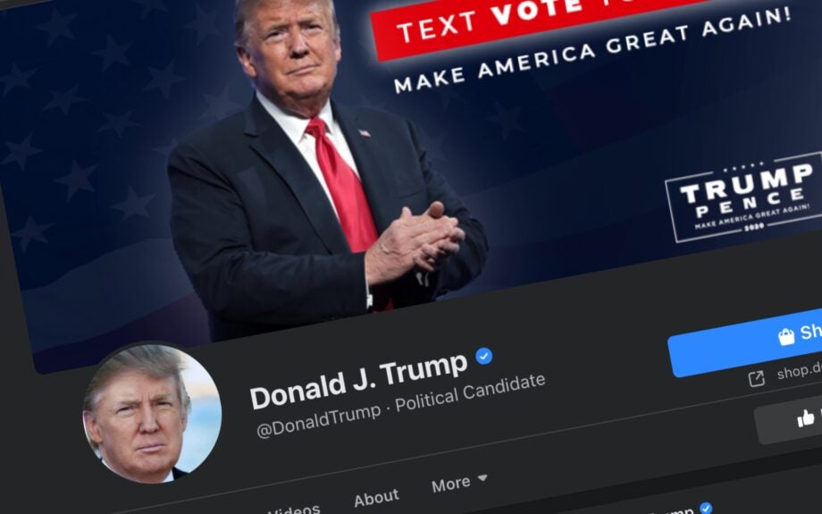 Screenshot of Donald J. Trump's official Facebook page