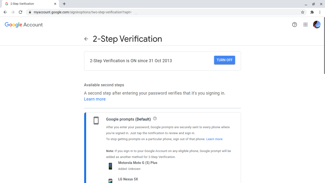 2FA enabled in Google
