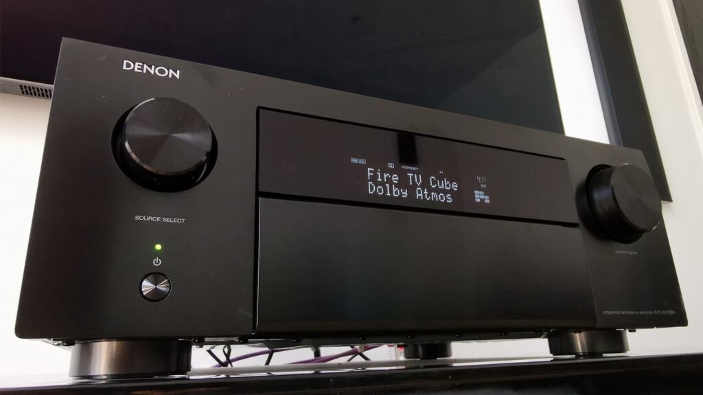 nwell set Denon sound system connected to the TV screen 