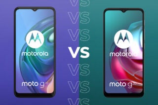 Comparision image of a Motorola G10 on left and Motorola G30 on right