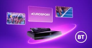 banner showing decoder capable of broadcasting Eurosport channel for sport series