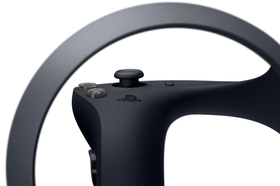 Close up image of a black PSVR-2 controller's control buttons