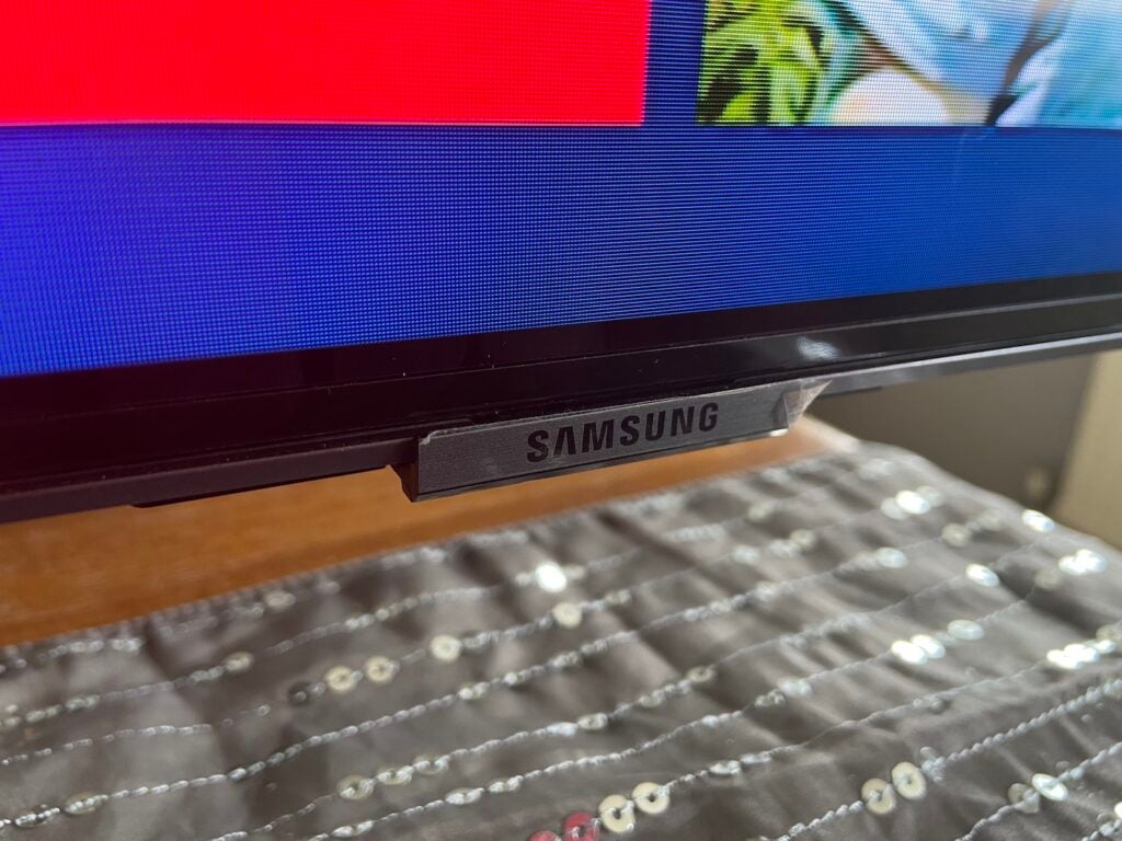 small section view of TV screen showing samsung logo
