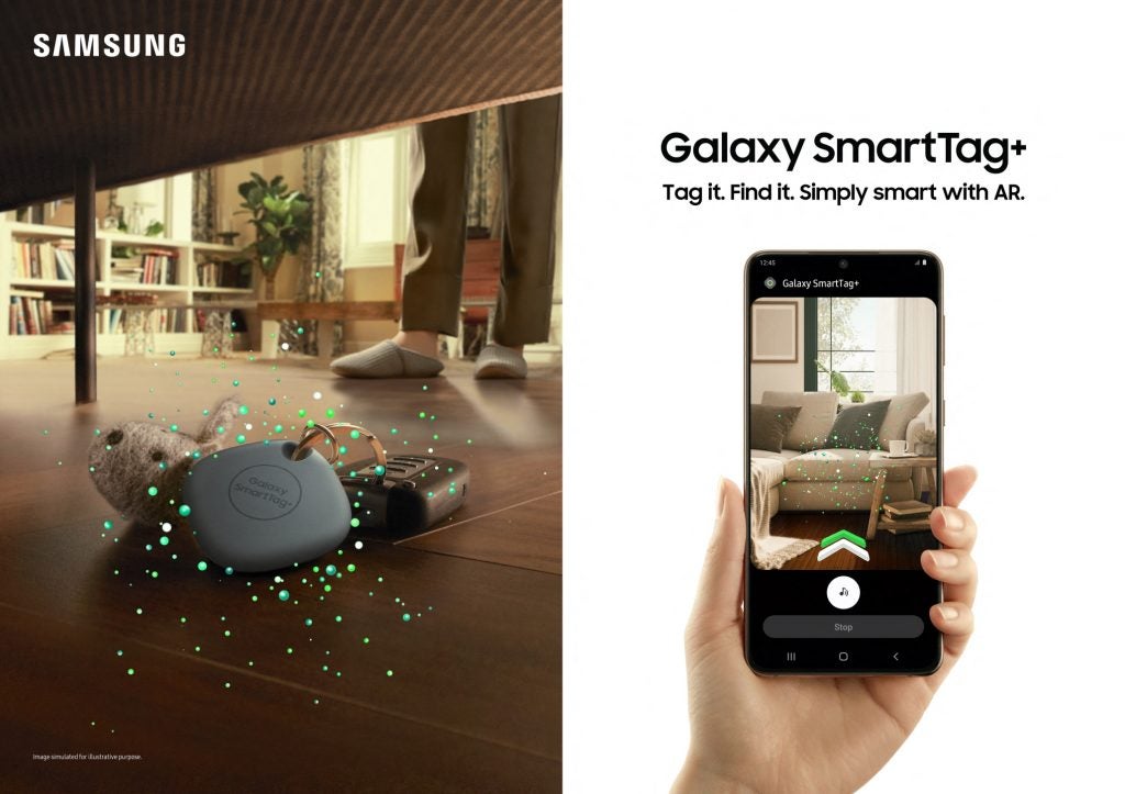 Two images explaining finding of Galaxy SmartTag using AR