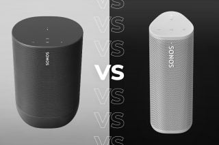 Comparision image between a Sonos Move speaker and Sonos Roam speaker