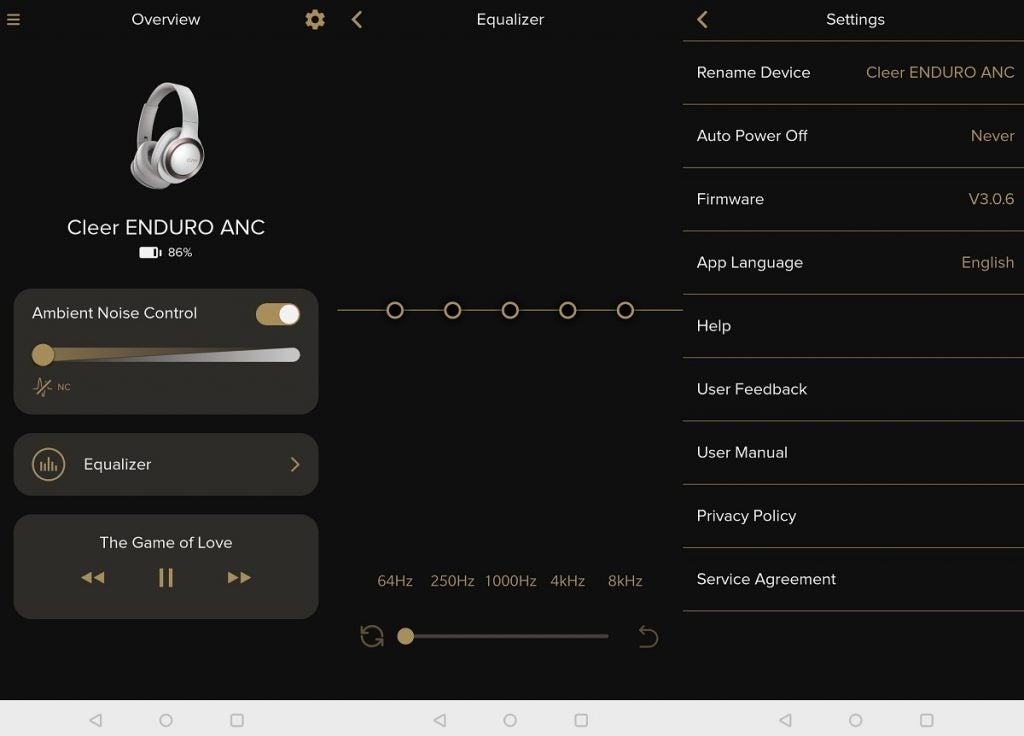 Cleer+ companion appOverview and settings from Cleer headphone's app