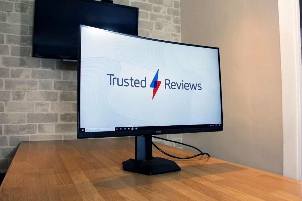 Dell S2721HGF displaying trusted Reviews wallpaper