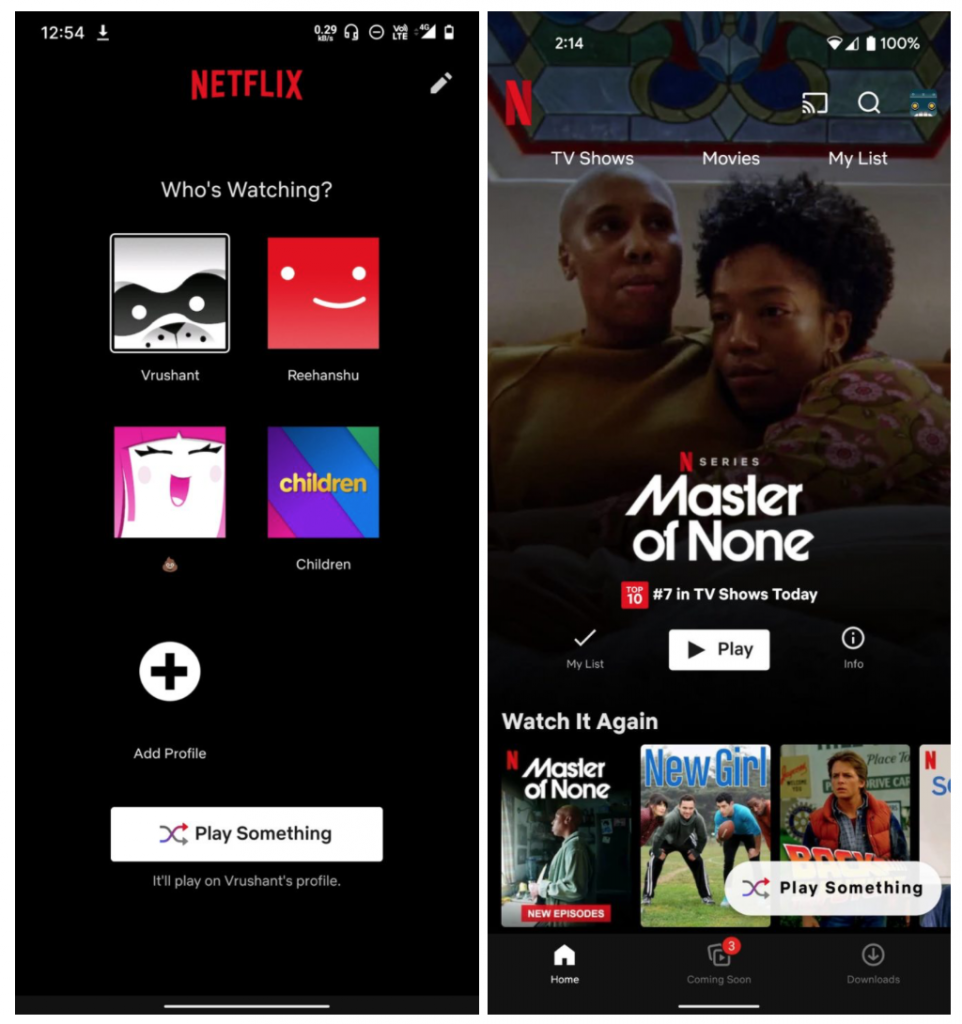 Netflix Play Something on Android
