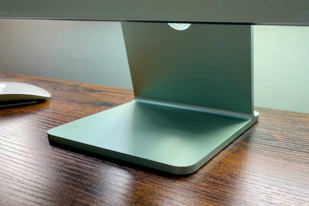iMac 24-inch, M1 stand in green on desk
