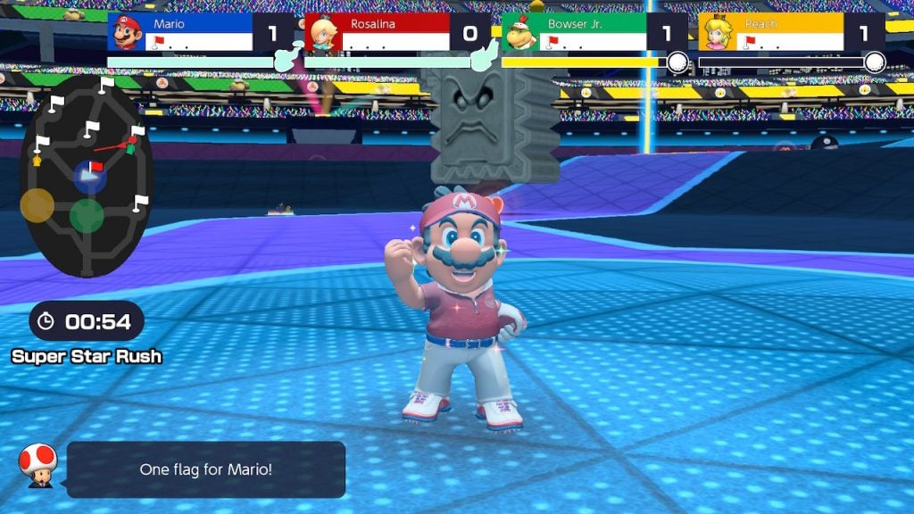 Mario celebrating a hard won victory
