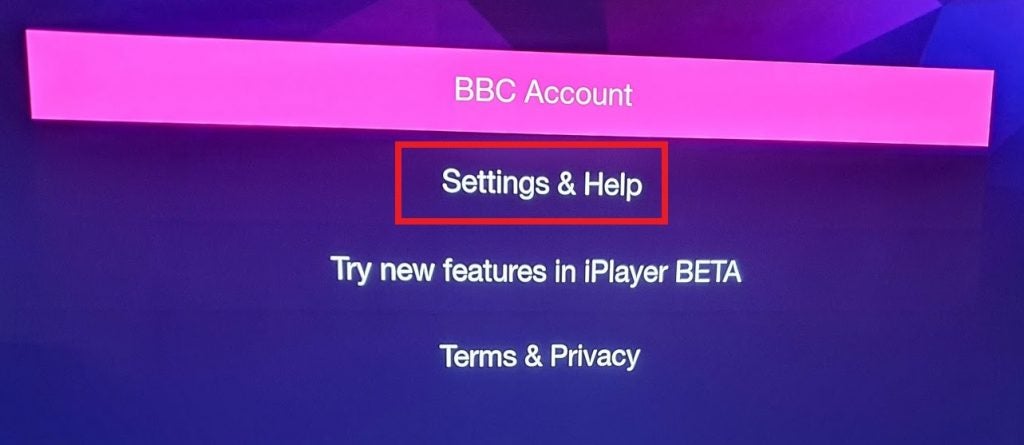 BBC iPlayer, BBC account screen