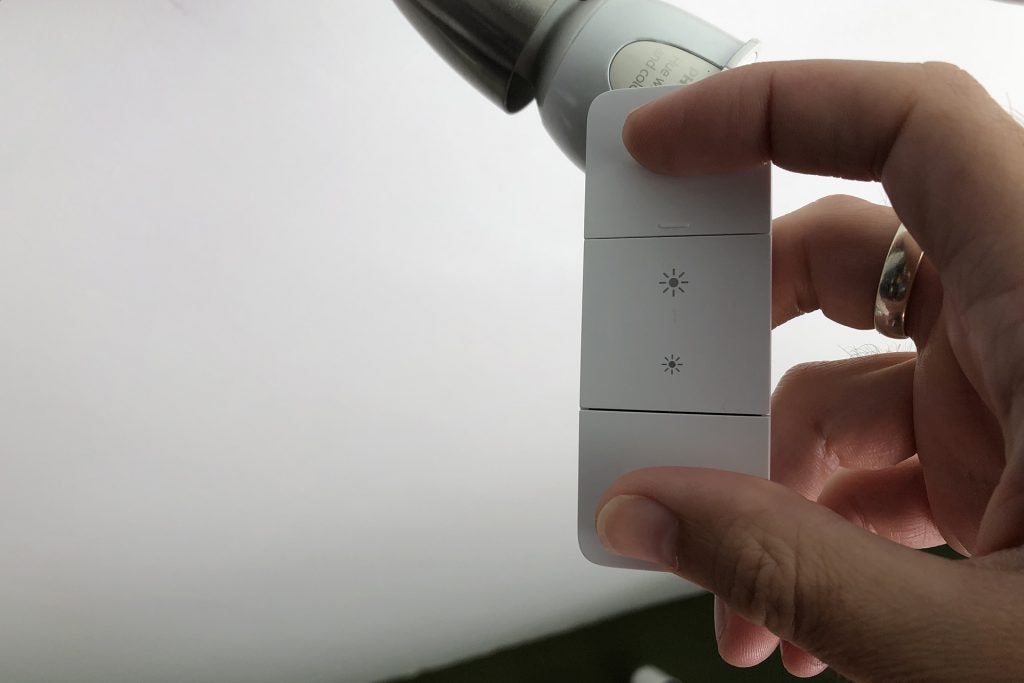 Hue dimmer switch to increase to decrease intensity of hue bulb