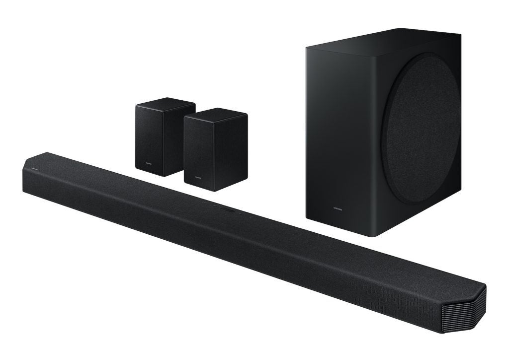 The Q950A is much more than just a soundbar. It also ships with a subwoofer boasting an 8-inch driver, and two rears boasting three separate channels of sound each.