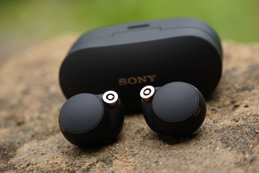 Sony WF-1000XM4 earbuds outside of case