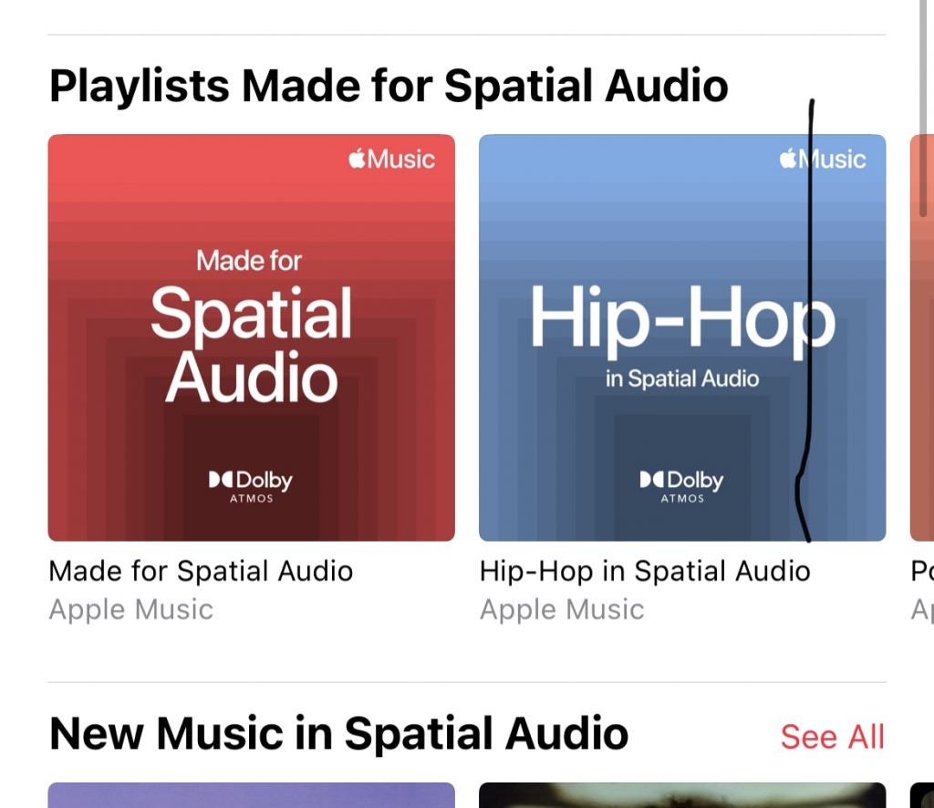 An image displaying playlists made for Spatial Audio