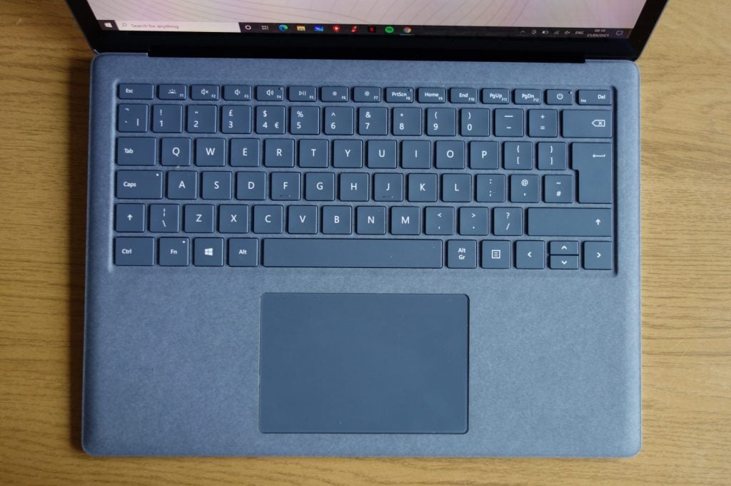 Microsoft Surface Laptop 4 above shot of the keyboard
