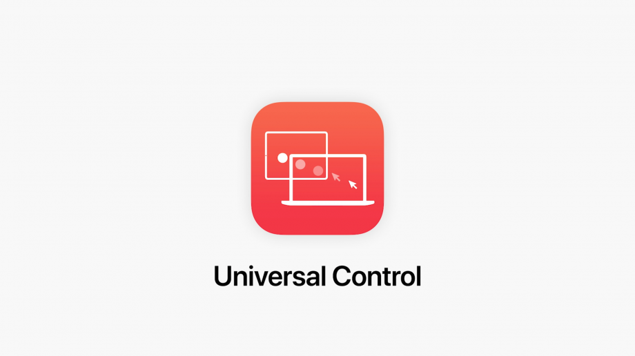 Universal Control logo, showcasing sharing from Macbook to iPad in a rounded square with Universal Control written below