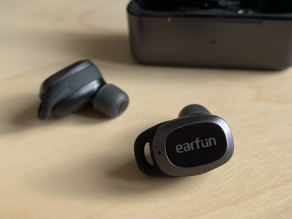 earfun free pro with earbuds out of the case