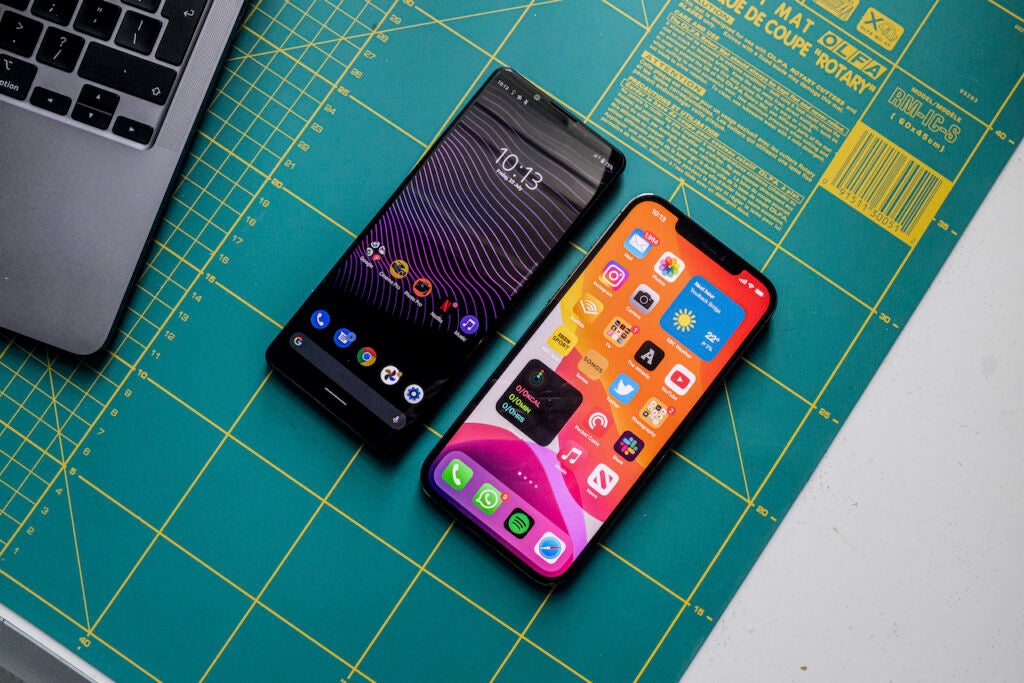 SonyXperia1III next to an iphone 12 pro max