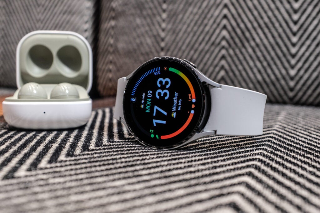 Galaxy Watch 4 with white strap
