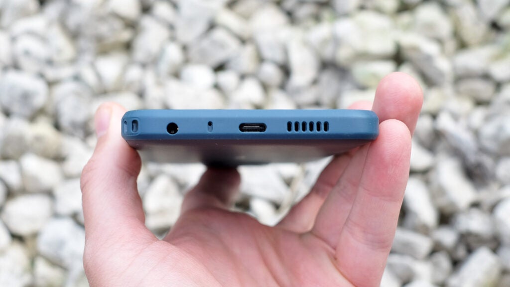 The USB-C port and headphone jack of the Nokia XR20