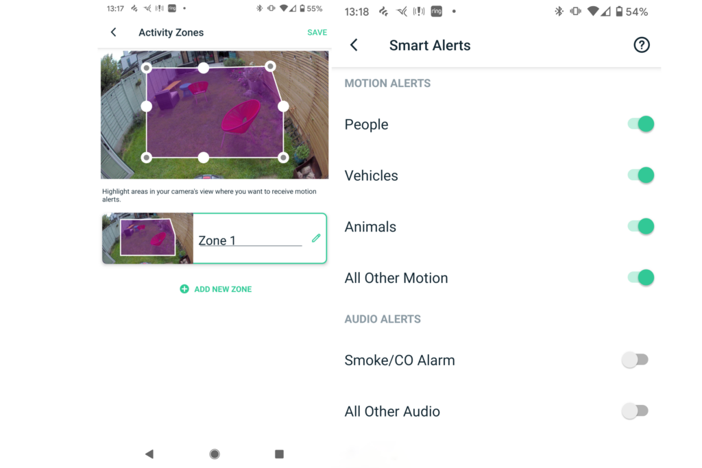 Arlo Pro 4 activity zone and smart notifications