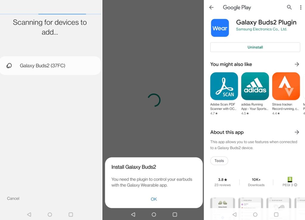 Samsung Galaxy Buds 2 wearable app set-up