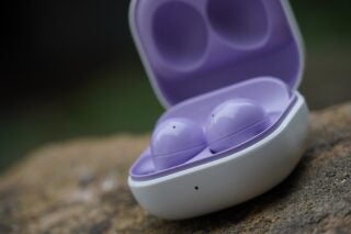 Samsung Galaxy Buds 2 with case open