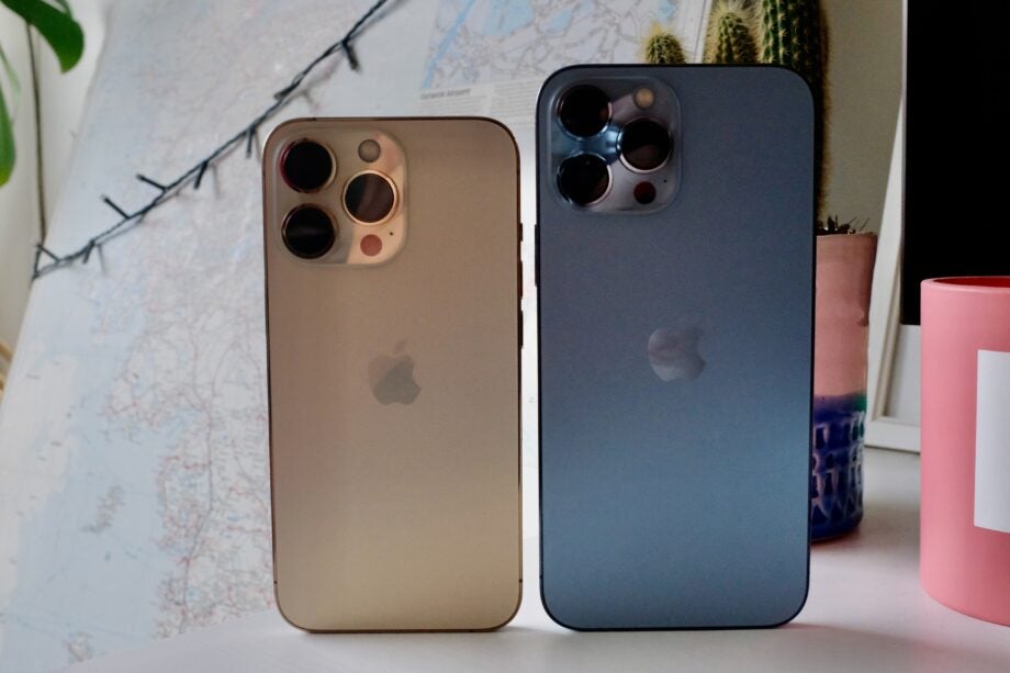 iPhone 13 pro in blue and gold