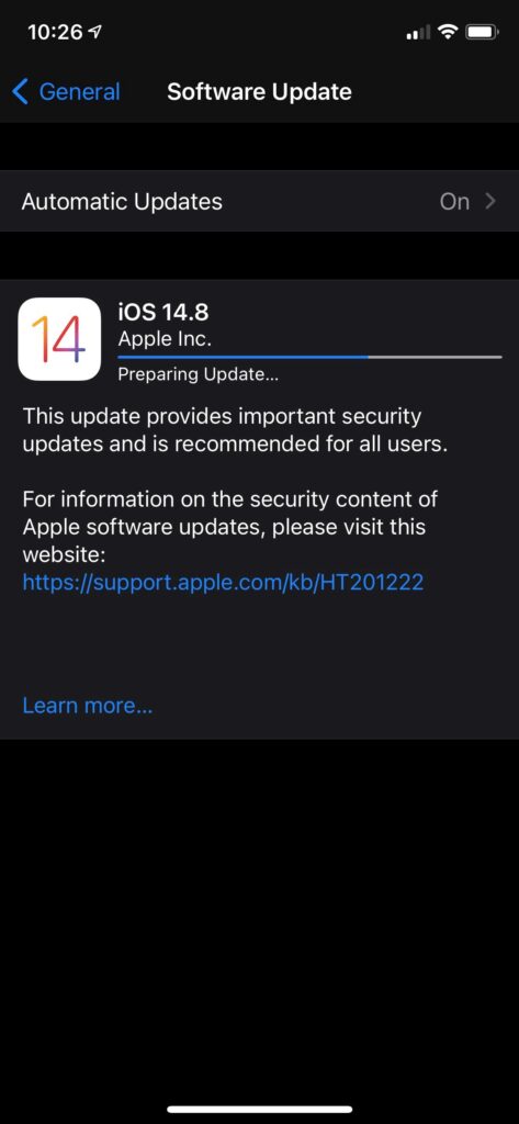 iphone update 14.8 