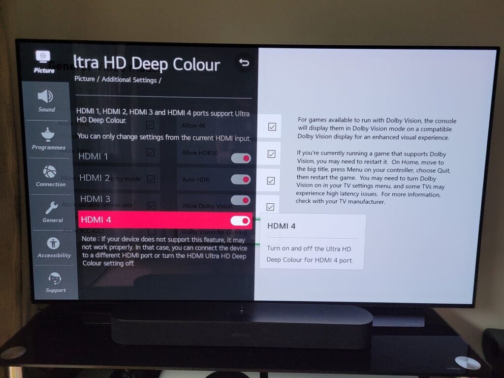 Dolby Vision for Gaming Deep Colour LG TV