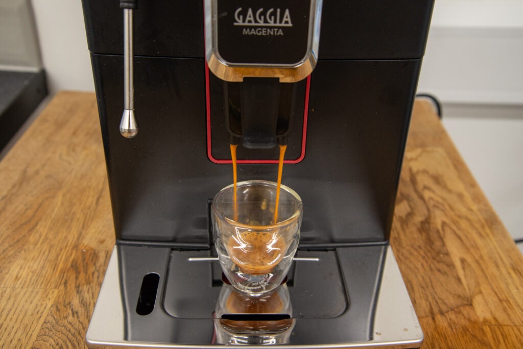 Gaggia Magenta Plus pouring espresso