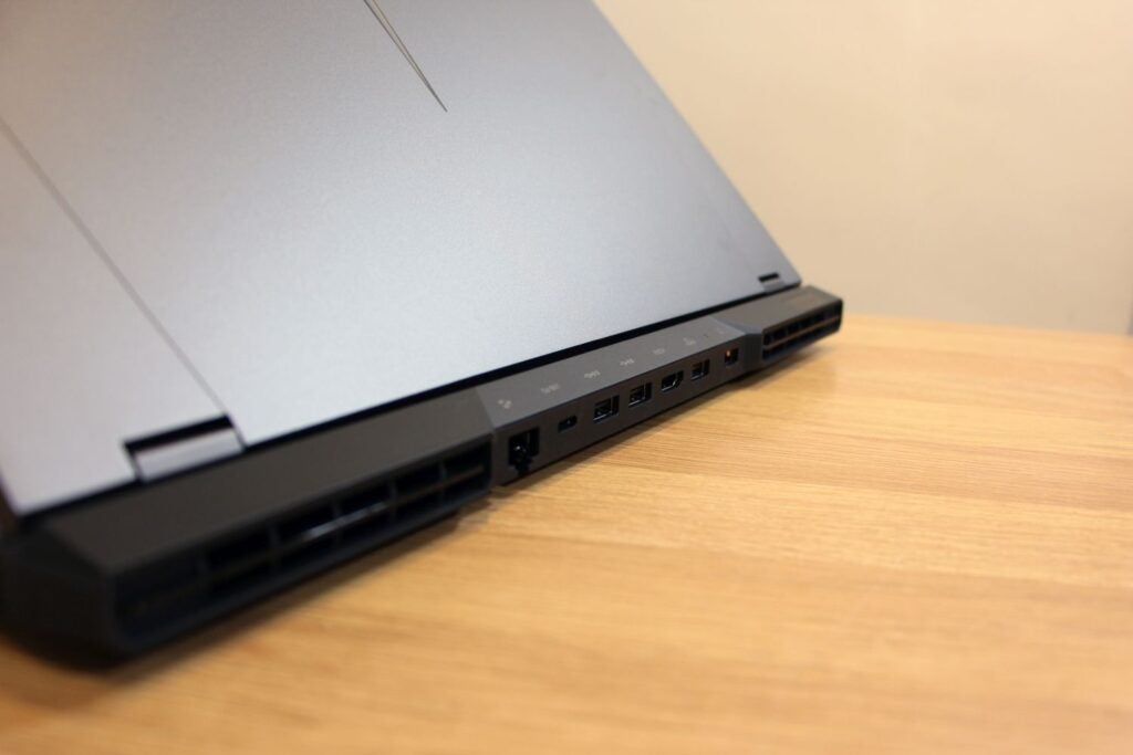 Rear of laptop with lots of ports