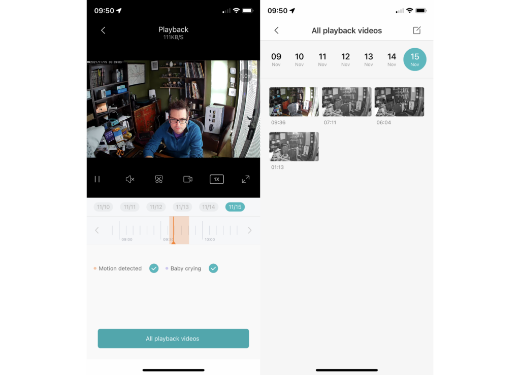 Mi Home Security Camera 360° 2K timeline and library